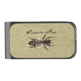 Queen Bee Wildlife Flying Bug Insect Gunmetal Finish Money Clip