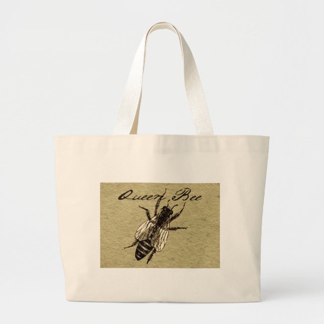 Queen Bee Wildlife Flying Bug Insect Large Tote Bag (Front)