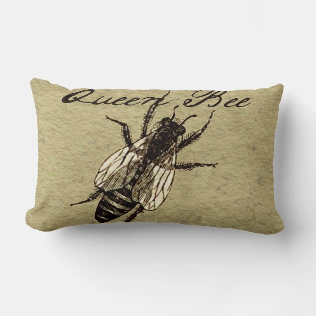 Queen Bee Wildlife Flying Bug Insect Lumbar Pillow (Front)