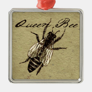 Queen Bee Wildlife Flying Bug Insect Metal Ornament