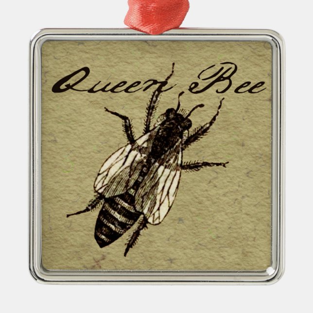 Queen Bee Wildlife Flying Bug Insect Metal Ornament (Front)