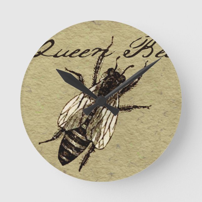 Queen Bee Wildlife Flying Bug Insect Round Clock (Front)
