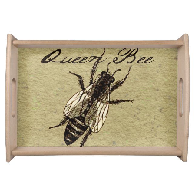 Queen Bee Wildlife Flying Bug Insect Serving Tray (Front)