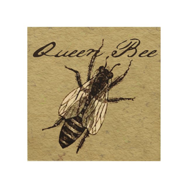 Queen Bee Wildlife Flying Bug Insect Wood Wall Decor (Front)