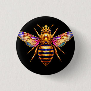 Queen Bee With Crown Button