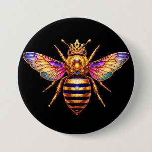 Queen Bee With Crown Button