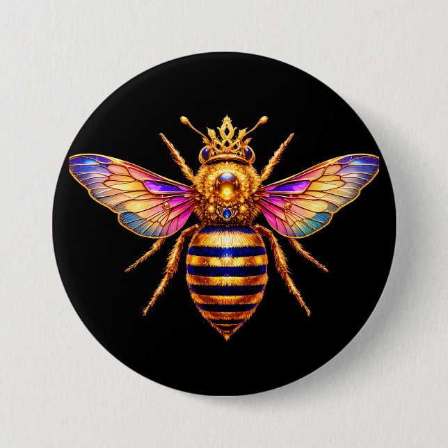 Queen Bee With Crown Button (Front)