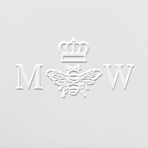 Queen Bee With Crown Couple 2 Initial Monogram Embosser