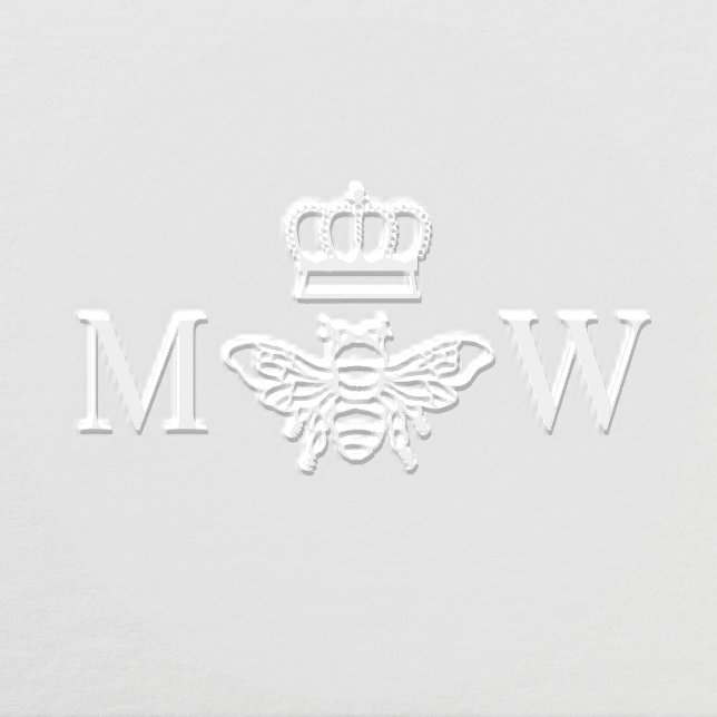 Queen Bee With Crown Couple 2 Initial Monogram Embosser (Design)