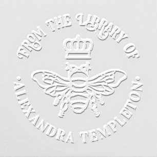 Queen Bee With Crown “From the library of” #2 Name Embosser