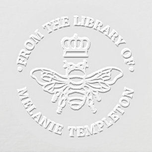 Queen Bee With Crown “From the library of” Name Embosser