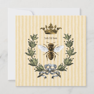 Queen Bee with Crown on Stripes Thank You Card