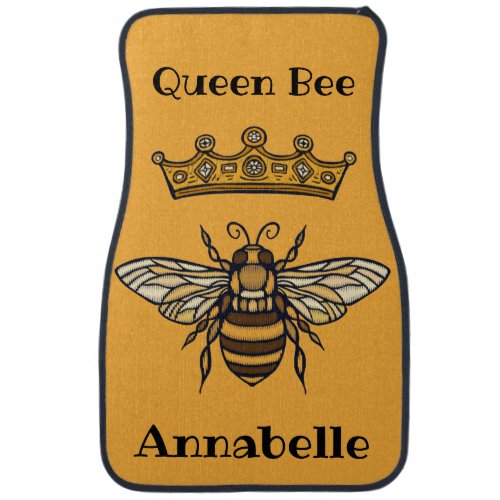 Queen Bee with Crown Personalize  Car Floor Mat