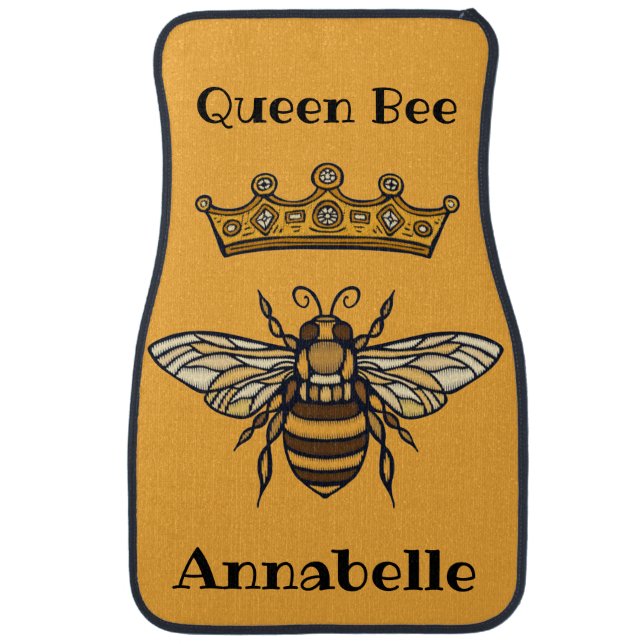 Queen Bee with Crown Personalize  Car Floor Mat (Front)