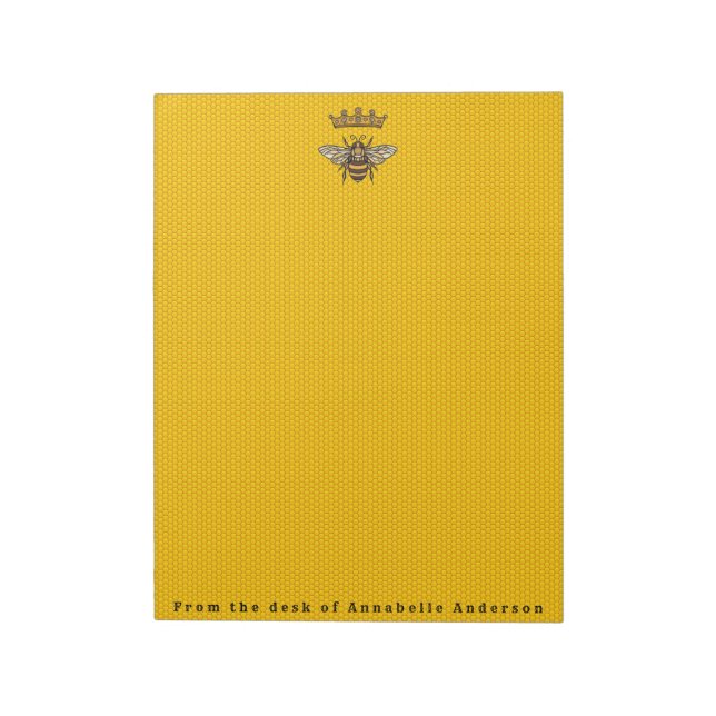 Queen Bee with Crown Personalize Notepad (Rotated)
