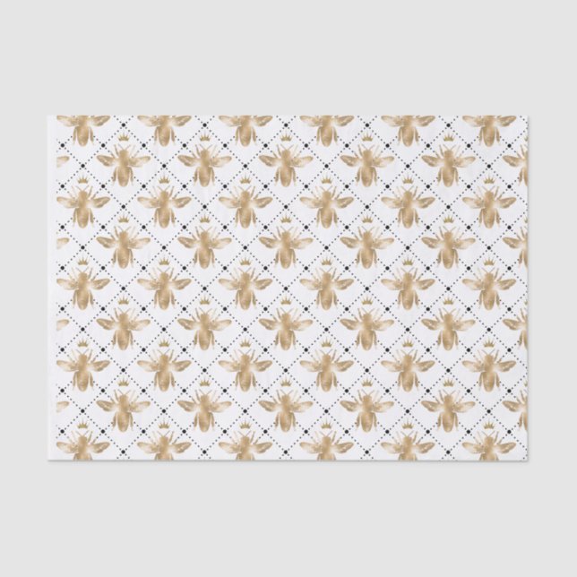 Queen Bee with Crown Silhouette Diamond Pattern Tissue Paper (Front)