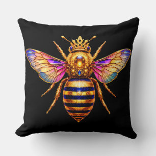 Queen Bee With Crown Throw Pillow