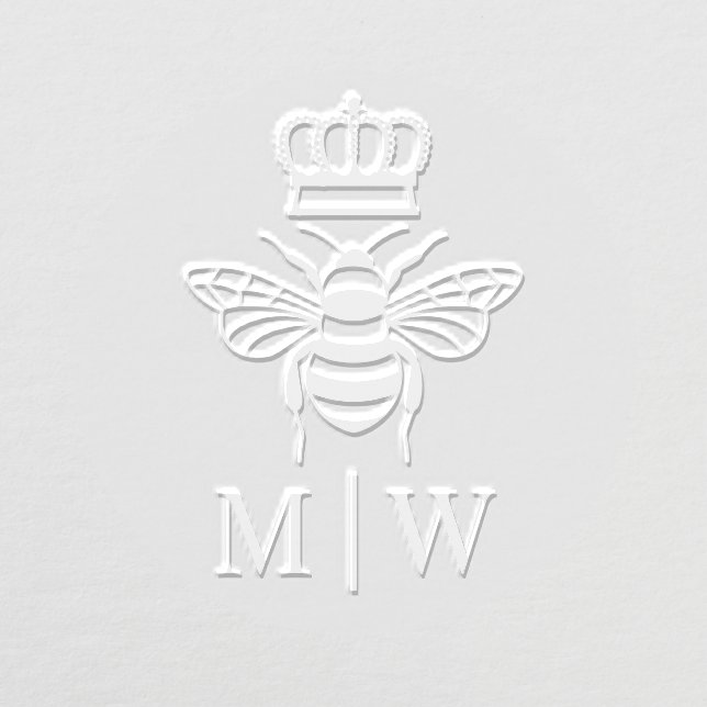 Queen Bee With Crown Wedding Couple Initials #2 Embosser (Design)
