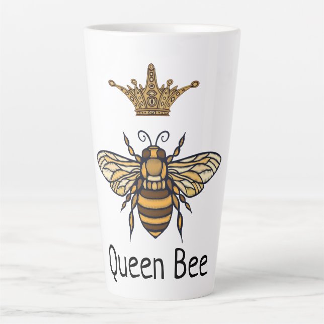 Queen Bee with Fancy Crown Latte Mug (Front)