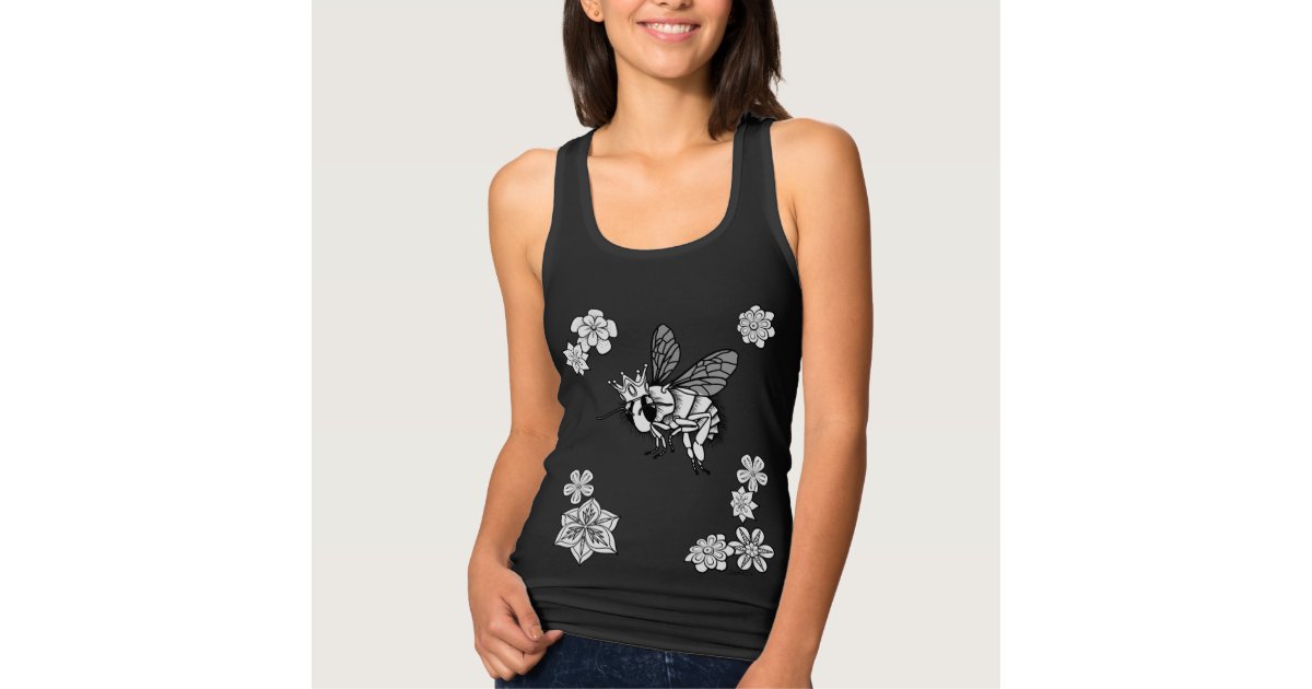 Queen Bee With Flowers Back Wings By Sonja A S Tank Top Zazzle Com