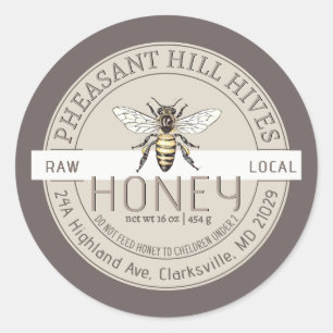 Queen Bee with Infant Warning Pure Raw Honey Label
