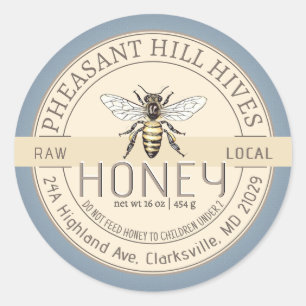 Queen Bee with Infant Warning Pure Raw Honey Label