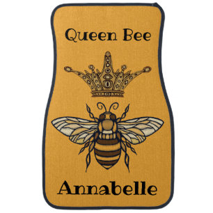 Queen Bee with Pointed Crown Personalize Car Floor Mat