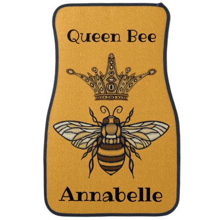 Queen Bee With Pointed Crown Personalize  Car Floor Mat