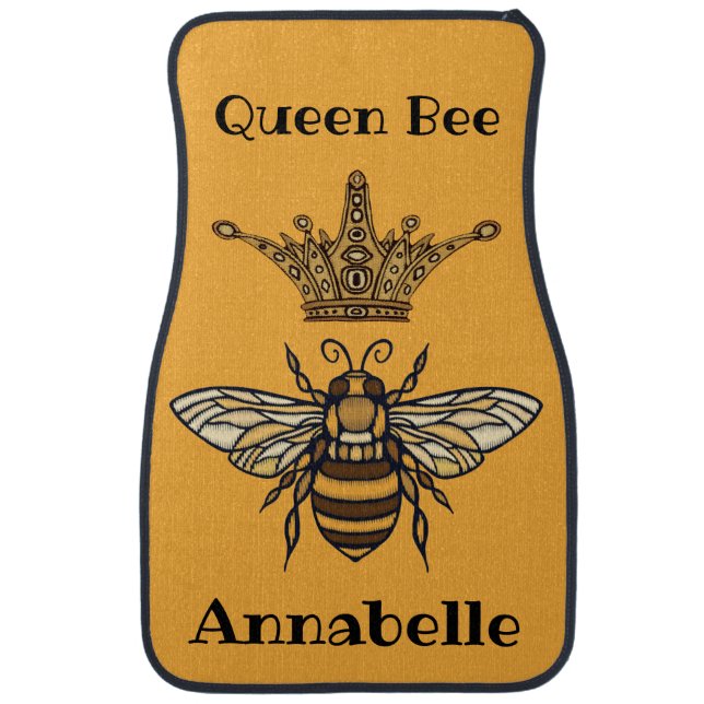 Queen Bee with Pointed Crown Personalize  Car Floor Mat (Front)