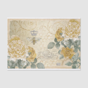 Queen Bee Yellow Roses with Damask Floral Tissue Paper
