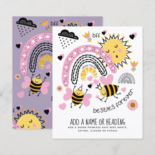 Queen Bees Best Friends Forever Cute BFF Girls (Front/Back)