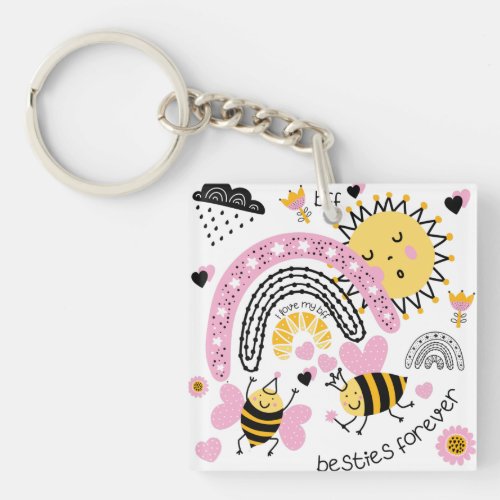 Queen Bees Best Friends Forever Cute BFF Girls Keychain