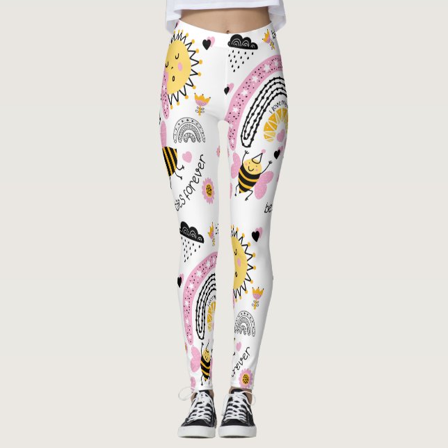 Queen Bees Best Friends Forever Cute BFF Girls Leggings (Front)