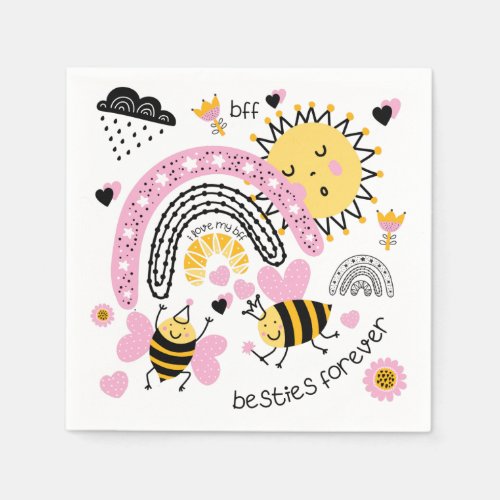 Queen Bees Best Friends Forever Cute BFF Girls Napkins