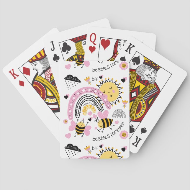 Queen Bees Best Friends Forever Cute BFF Girls Poker Cards (Back)