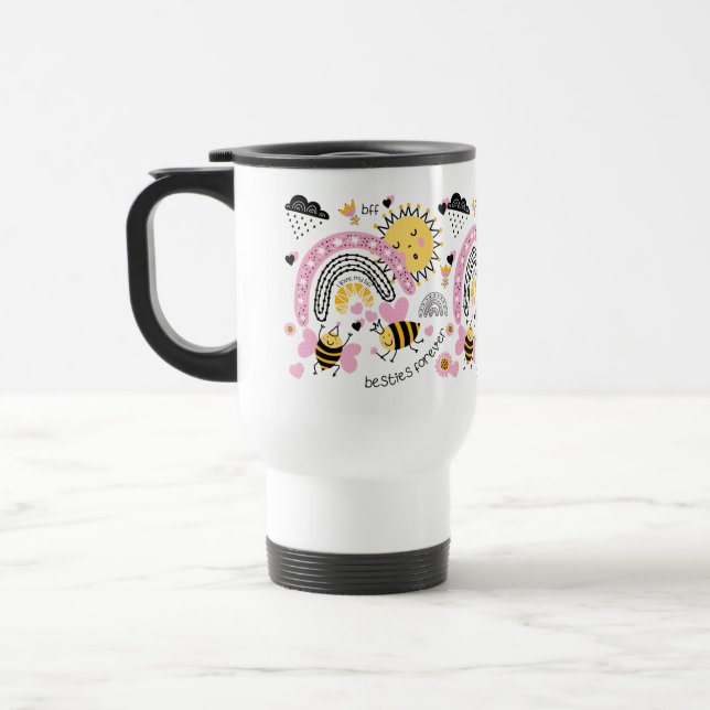 Queen Bees Best Friends Forever Cute BFF Girls Travel Mug (Left)