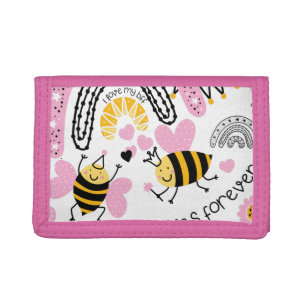 Queen Bees Best Friends Forever Cute BFF Girls Trifold Wallet