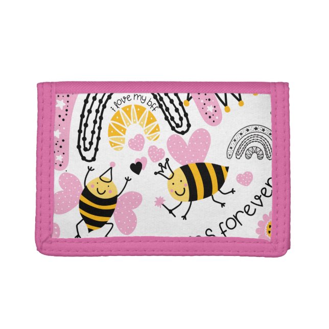 Queen Bees Best Friends Forever Cute BFF Girls Trifold Wallet (Front)