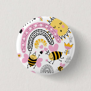 Queen BEES Cute BFF, Baby Girl, Girly Gifts Pink Button