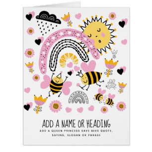 Queen BEES Cute BFF, Baby Girl, Girly Gifts Pink Cards