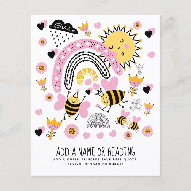 Queen BEES Cute BFF, Baby Girl, Girly Gifts Pink Flyer (Front)