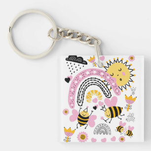 Queen BEES Cute BFF, Baby Girl, Girly Gifts Pink Keychain