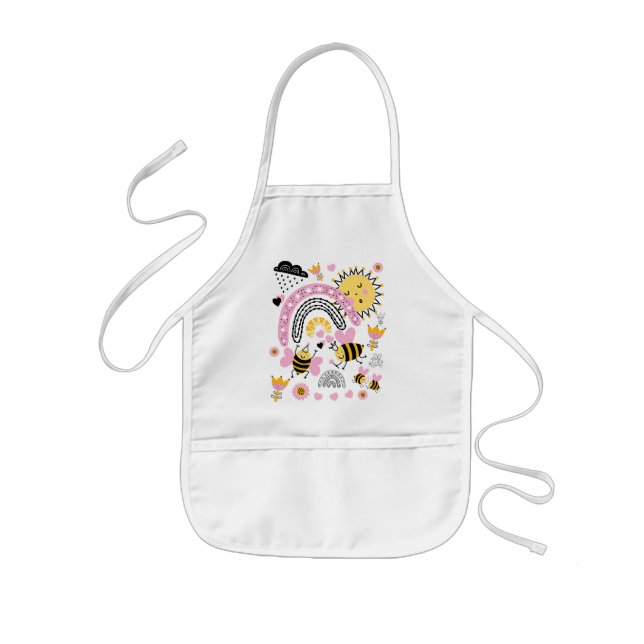 Queen BEES Cute BFF, Baby Girl, Girly Gifts Pink Kids' Apron (Front)