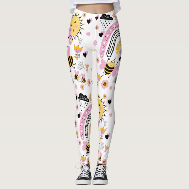 Queen BEES Cute BFF, Baby Girl, Girly Gifts Pink Leggings (Front)