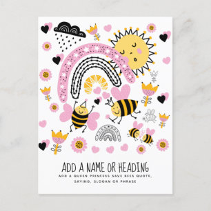 Queen BEES Cute BFF, Baby Girl, Girly Gifts Pink Postcard