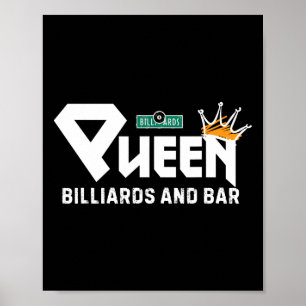 Queen Billiards And Bar Vintage Pool Player Funny Poster