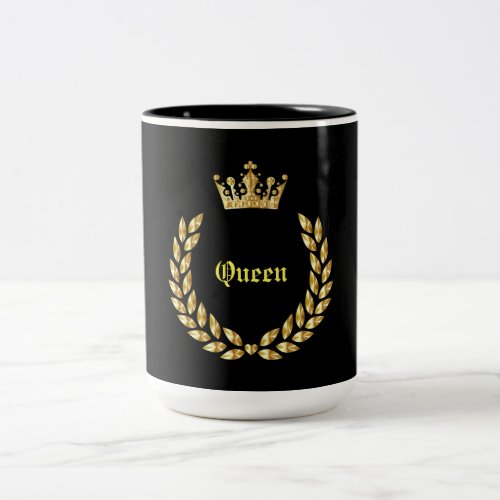 Queen Black and Gold and Crown  Two_Tone Coffee Mu Two_Tone Coffee Mug