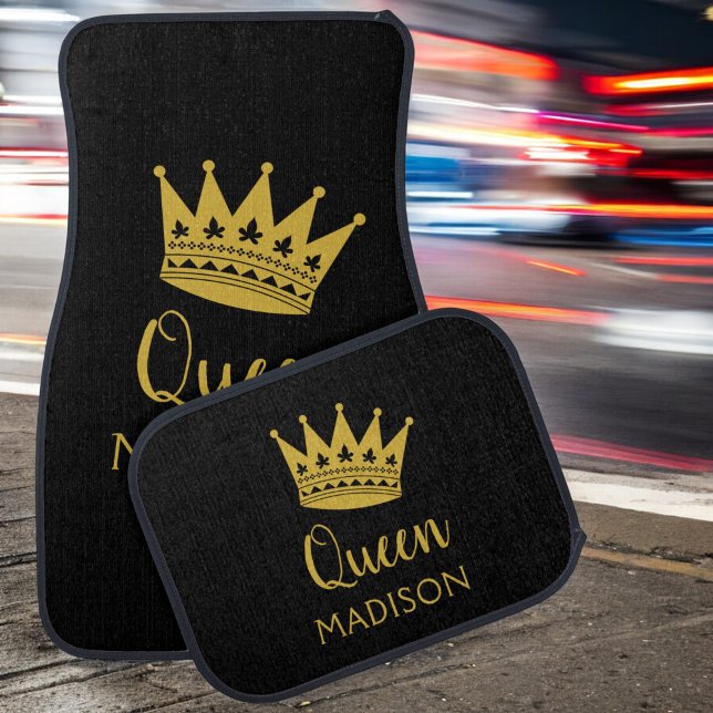 Queen Black Gold Custom Personalized Name Car Floor Mat (Creator Uploaded)