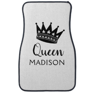 Queen Black White Custom Personalized Name Car Flo Car Floor Mat