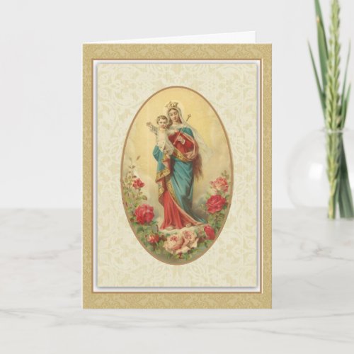 Queen Blessed Virgin Mary Baby Jesus Card